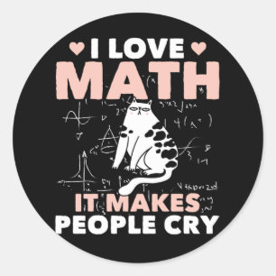 Pegatina Redonda Gracioso gato amante matemáticas Humor matemático