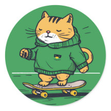 Gracioso Gato De Patinaje En Skateboard