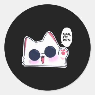 Pegatina Redonda Gracioso gato gracioso Anime Meme Nah Ganaría Gojo