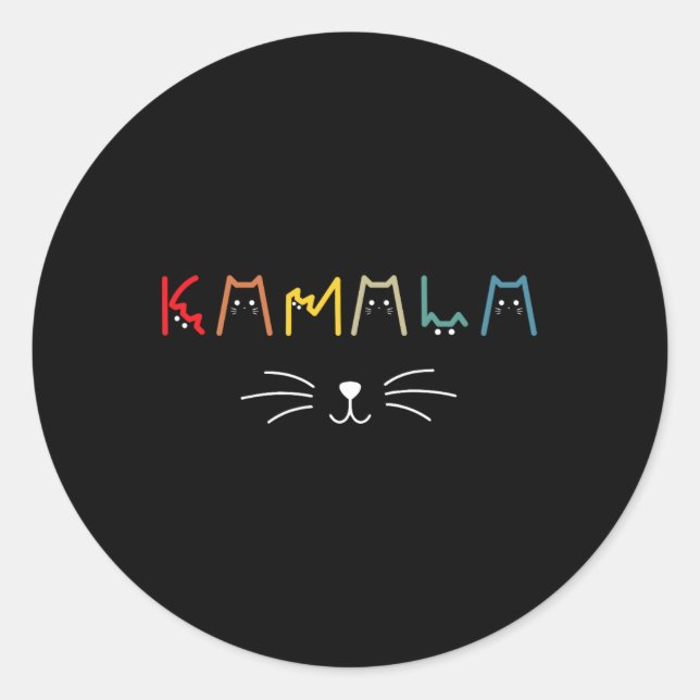 Pegatina Redonda Gracioso gato Harris Lettering Positive 12 (Anverso)