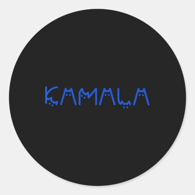 Pegatina Redonda Gracioso gato Harris Lettering Positive 14 (Anverso)