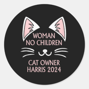 Pegatina Redonda Gracioso Gato Lady Kamala Harris 24 Cat Lover Hall