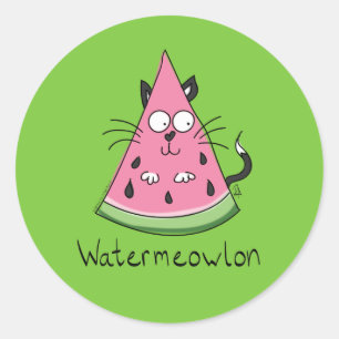 Pegatina Redonda Gracioso gato Personalizado Watermelon Kids