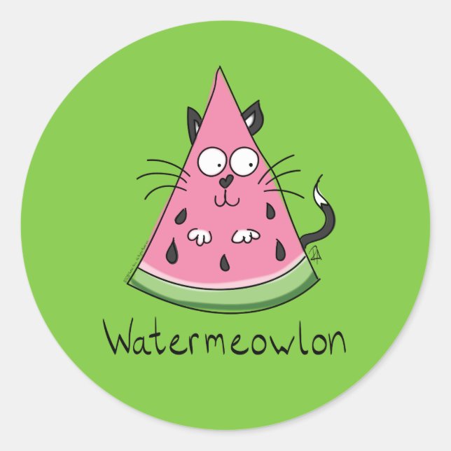 Pegatina Redonda Gracioso gato Personalizado Watermelon Kids (Anverso)