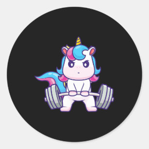 Pegatina Redonda Gracioso Gimnasio Camisetas Muerte Unicornio - gim