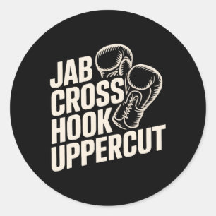 Pegatina Redonda Gracioso Gimnasio De Boxeo Jab Cross Hook Uppercut