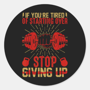 Pegatina Redonda Gracioso Gimnasio Fitness Bodybuilding Sports Weib