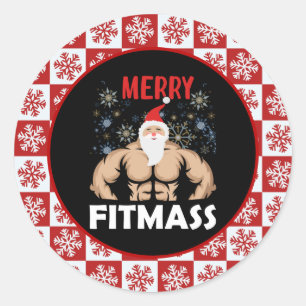Pegatina Redonda Gracioso Gimnasio Navidades Temáticos Fitmas Train