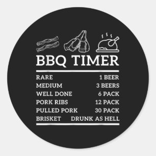 Pegatina Redonda Gracioso Grill Que Dice Bbq Timer Bbq Beer Grill D