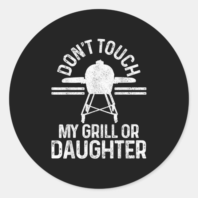 Pegatina Redonda Gracioso Grillmaster Bbq Grill Chef Gift (Anverso)