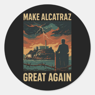 Pegatina Redonda Gracioso Hacer Alcatraz Grande De Nuevo Sf Rock Al