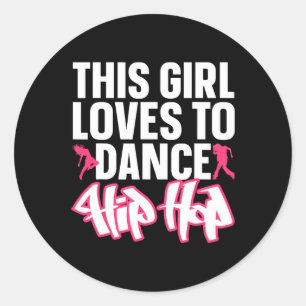 Pegatina Redonda Gracioso Hip Hop Arte De Baile Para Niñas Chicas H
