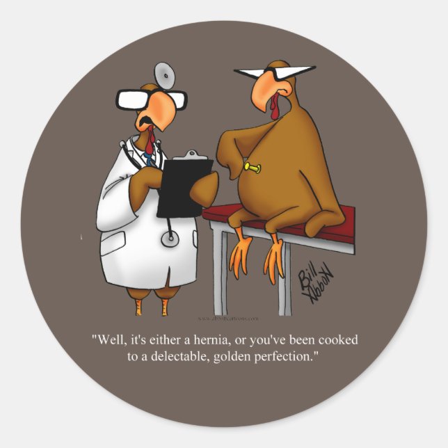 Pegatina Redonda Gracioso Humor de Acción de Gracias Pegatinas redo (Anverso)