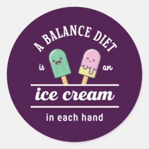 Pegatina Redonda Gracioso Ice Cream Diet Cita Verano Caliente
