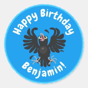 Pegatina Redonda Gracioso ilustracion de personalizado de cuervos l