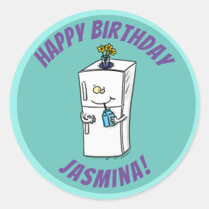 Pegatina Redonda Gracioso ilustracion personalizado refrigerador