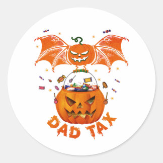 Pegatina Redonda Gracioso impuesto de papá de Ghost Pumpkin Hallowe