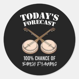 Pegatina Redonda Gracioso instrumento musical bluegrass de hoy