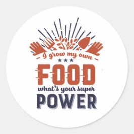 Pegatina Redonda Gracioso jardinero de citas que cultivo mi propia