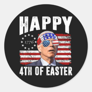 Pegatina Redonda Gracioso Joe Biden 4 De Julio Feliz 4 De Pascua De
