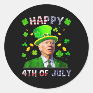 Pegatina Redonda Gracioso Joe Biden Cute St Patricks Day Bowmen Men
