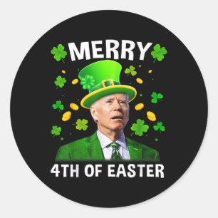 Pegatina Redonda Gracioso Joe Biden St Patricks Day 4 De Marzo Del
