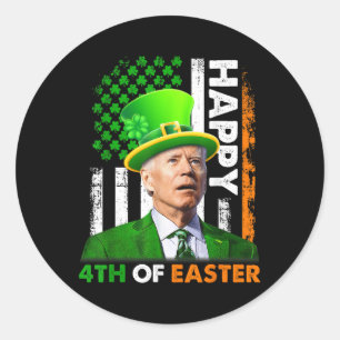 Pegatina Redonda Gracioso Joe Biden St Patricks Day Feliz 4 De Juli