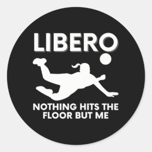 Pegatina Redonda Gracioso jugador de voleibol libero