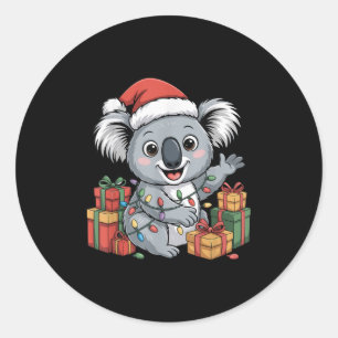 Pegatina Redonda Gracioso Koala Santa Hat Animals Amantes de la Fea