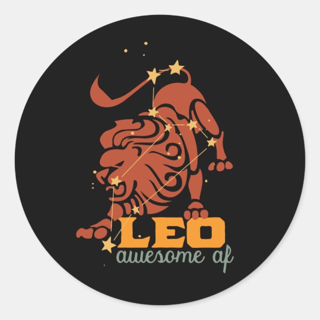 Pegatina Redonda Gracioso Leo Zodiac Star Sign Astrología Awesome A (Anverso)