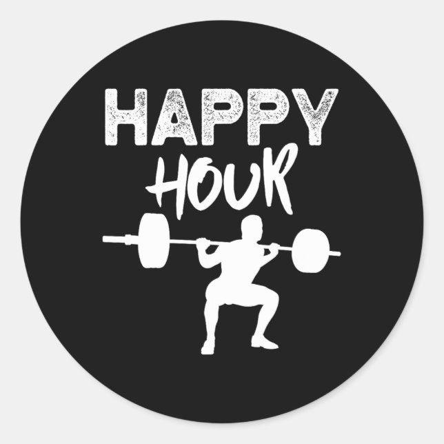 Pegatina Redonda Gracioso Lifing Leg Day Gym Happy Hour (Anverso)