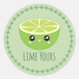 Pegatina Redonda Gracioso lindo Kawaii Lime Yours Soy tu bollo de f