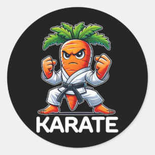 Pegatina Redonda Gracioso luchador contra el cinturón negro Karat