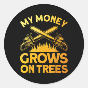 Pegatina Redonda Gracioso Lumberjack Art Para Hombres Árbol Cutter 