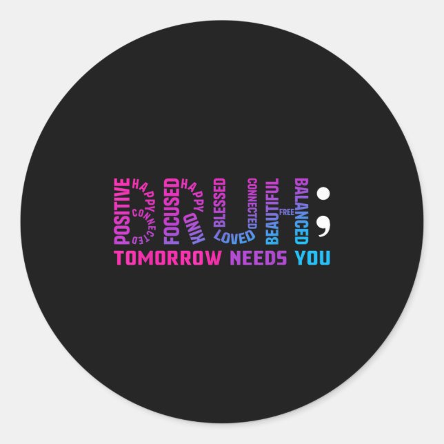 Pegatina Redonda Gracioso Mañana Te Necesita Awaren De Salud Mental (Anverso)