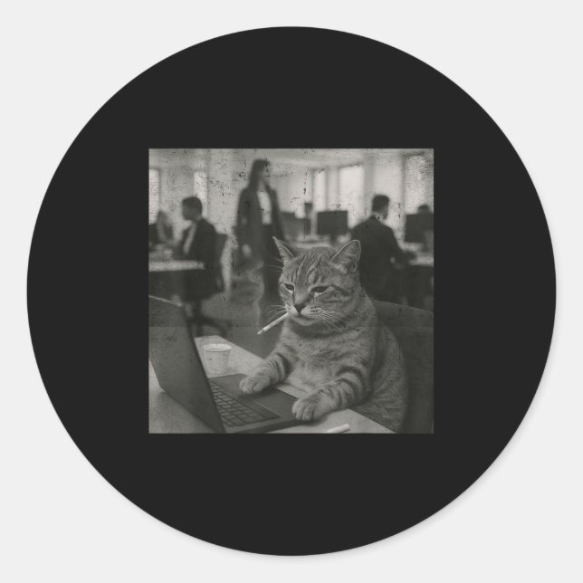 Pegatina Redonda Gracioso meme Cigarrillo Fumador En Humor Laboral (Anverso)