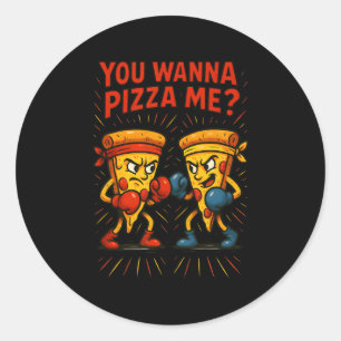 Pegatina Redonda Gracioso Meme De Boxeo Pizza - Quieres Pizza Me