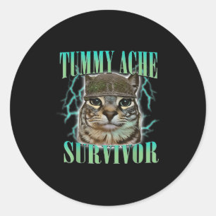 Pegatina Redonda Gracioso meme de gato de sobreviviente de Ache "Tu