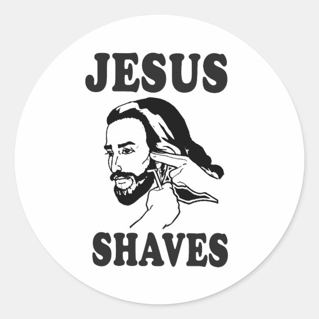 Pegatina Redonda Gracioso meme Jesús Shaves (Anverso)