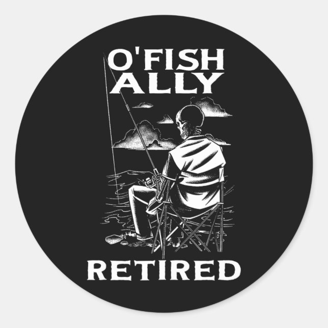 Pegatina Redonda Gracioso O'fisha Tee Para Retirada Fishin (Anverso)