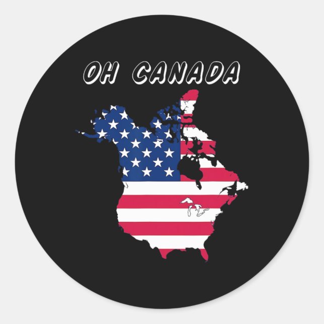 Pegatina Redonda Gracioso Oh Canada Funny Map De Trump Para Eeuu (Anverso)