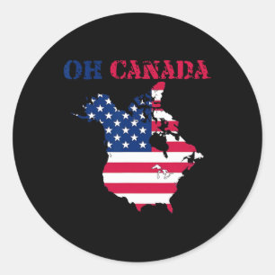 Pegatina Redonda Gracioso Oh Canada Funny Trump Of Usa Flag Tee