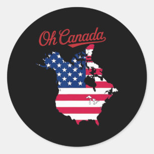 Pegatina Redonda Gracioso Oh Canada Gracioso Trump Map De Eeuu 1
