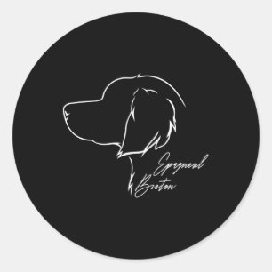 Pegatina Redonda Gracioso Orgullo Epagneul Breton Profile Dog Mom H