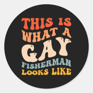 Pegatina Redonda Gracioso Orgullo Gay Pesca De Lo Que Parece Un Pes