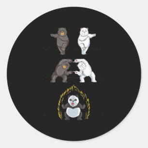 Pegatina Redonda Gracioso Panda Cute Polar Oso Animal Lover