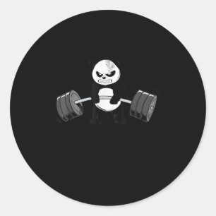 Pegatina Redonda Gracioso Panda Workout Kitten Gym Deadlift Power