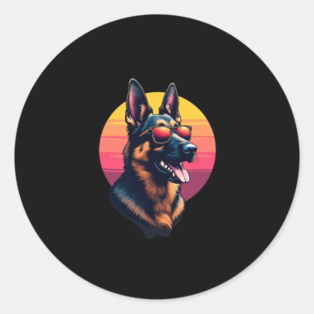 Pegatina Redonda Gracioso Pastor Alemán Diseño Arte Disstume Outfi (Anverso)