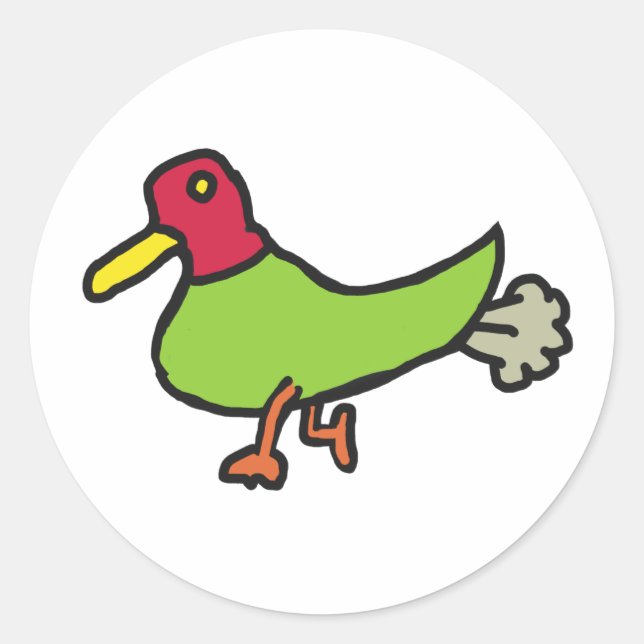 Pegatina Redonda Gracioso pato (Anverso)