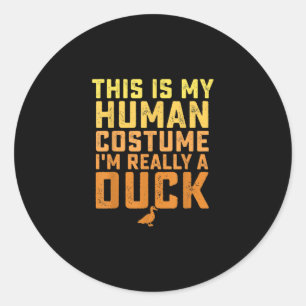 Pegatina Redonda Gracioso Pato Este Es Mi Disfraz Humano Halloween